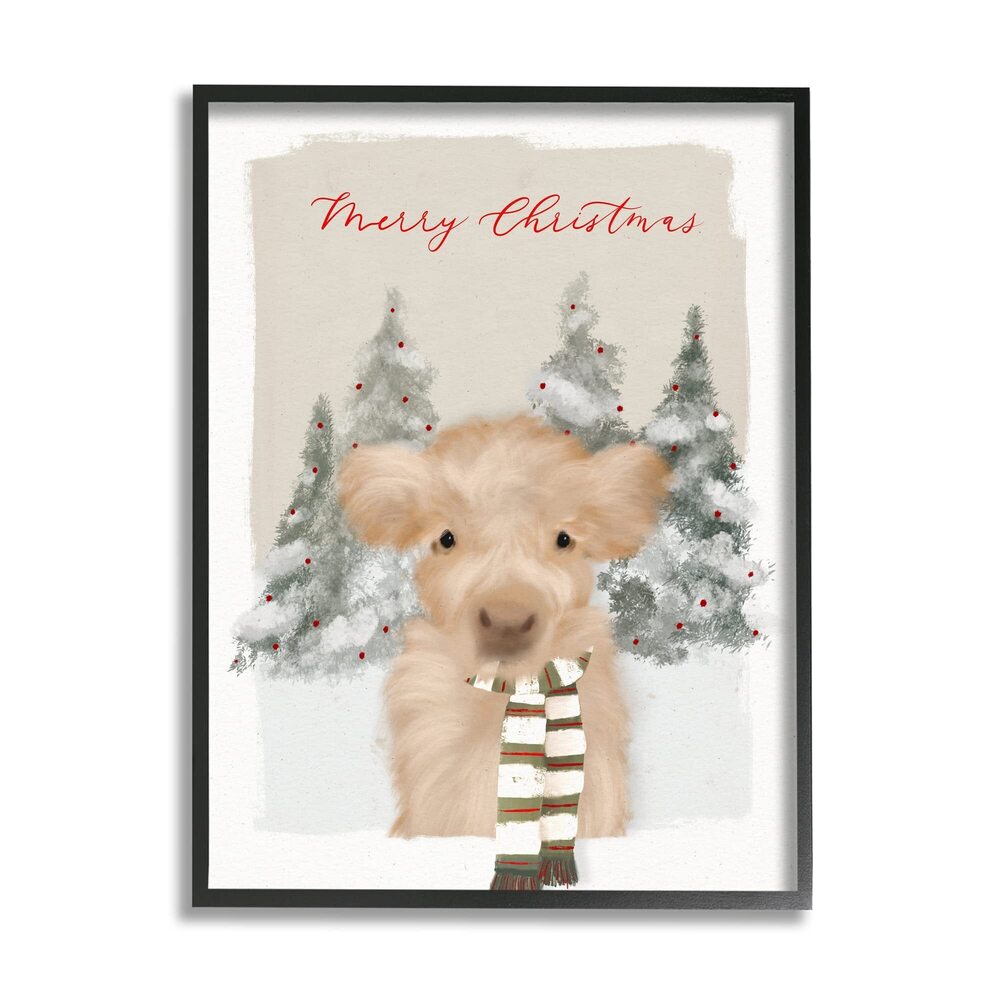 7737 Merry Christmas Fuzzy Baby Calf Cattle Striped Scarf, Design by Leah